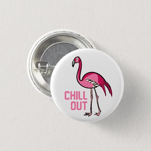 Flamingo Chill Out Ronde Button 3,2 Cm (Voorkant /achterkant)