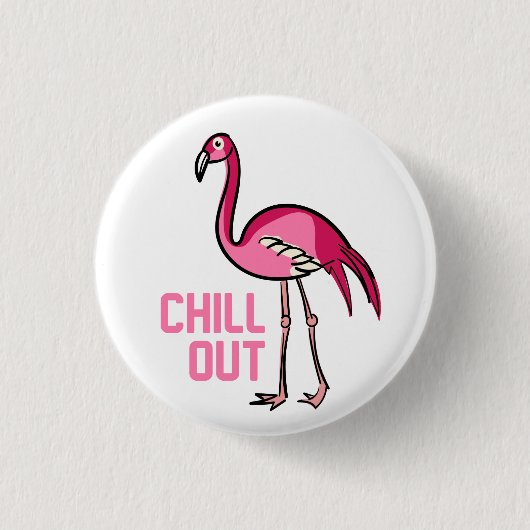 Flamingo Chill Out Ronde Button 3,2 Cm (Voorkant)