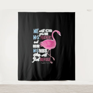 Flamingo Christelijk Gift, psalm 91 Bijbelversie Wandkleed