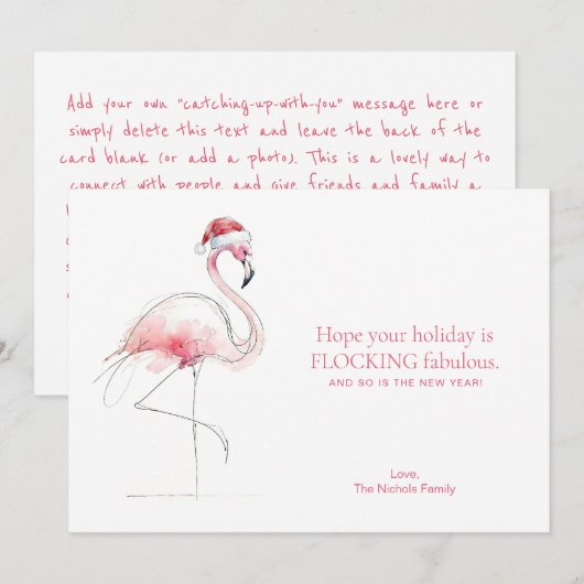FLAMINGO CHRISTMAS CARD Pink Florida Holiday Card  Feestdagenkaart (Voorkant / Achterkant)