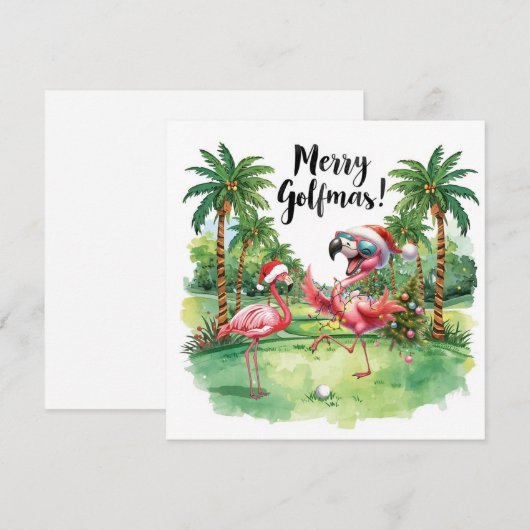 Flamingo Christmas Golfer op de golfbaan (Voorkant / Achterkant)