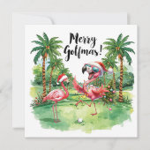 Flamingo Christmas Golfer op de golfbaan (Voorkant)