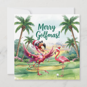 Flamingo Christmas Golfer op de golfbaan
