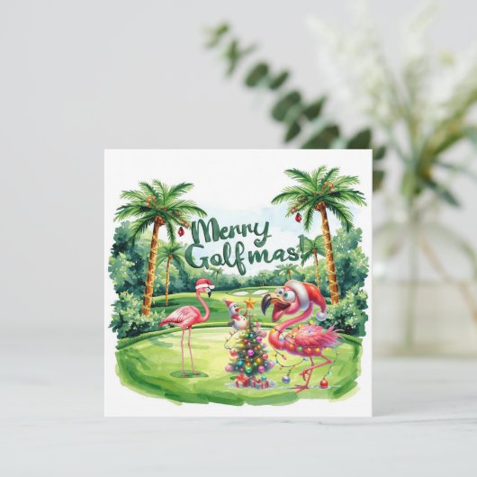 Flamingo Christmas Golfer op de golfbaan (Staand voorkant)