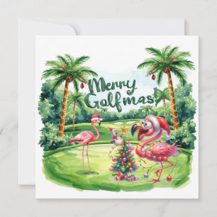 Flamingo Christmas Golfer op de golfbaan