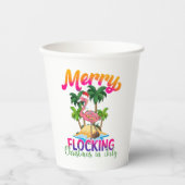 Flamingo Christmas In July | Tropical Flamingo Papieren Bekers (Voorkant)