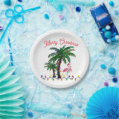 Flamingo Christmas party plates Papieren Bordje (Feest)