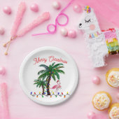 Flamingo Christmas party plates Papieren Bordje (Feest)