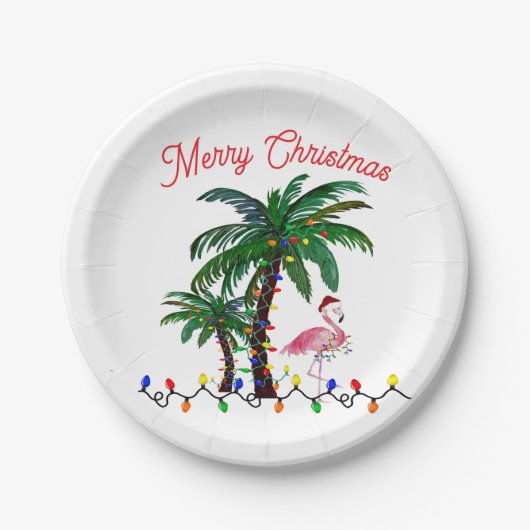 Flamingo Christmas party plates Papieren Bordje (Voorkant)