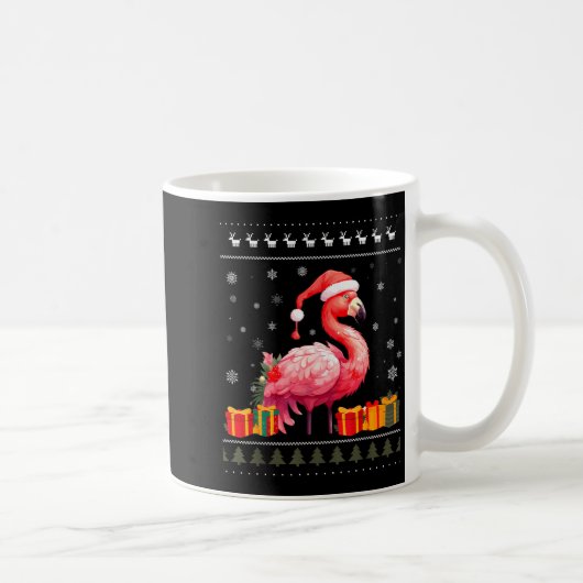 Flamingo Christmas Santa Hat Ugly Christmas Sweate Koffiemok (Rechts)