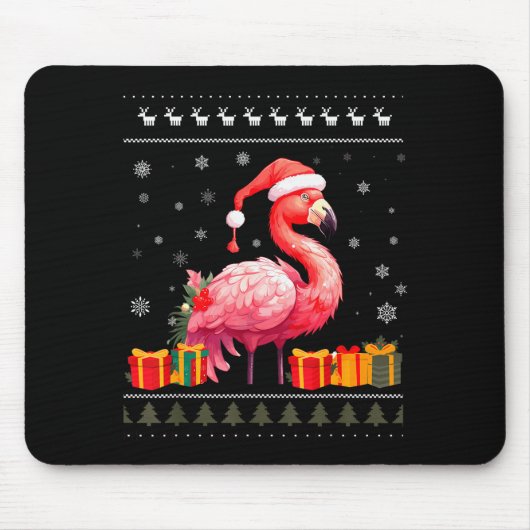 Flamingo Christmas Santa Hat Ugly Christmas Sweate Muismat (Voorkant)