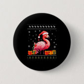 Flamingo Christmas Santa Hat Ugly Christmas Sweate Ronde Button 5,7 Cm (Voorkant)