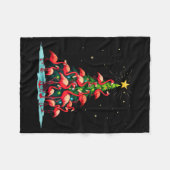 Flamingo Christmas Tree Funny Nkie Holiday Flaming Fleece Deken (Voorkant (Horizontaal))