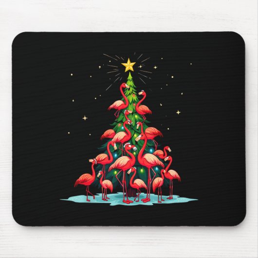 Flamingo Christmas Tree Funny Nkie Holiday Flaming Muismat (Voorkant)