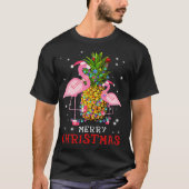 Flamingo Christmas Tree Pineapple Xmas Light T-shirt (Voorkant)