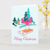 Flamingo Christmas Winter Wonderland Kaart (Gele Bloem)