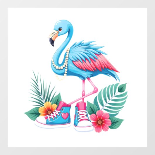 Flamingo Chucks en Parels Comma La Harris 2024 Raamsticker (Vel)