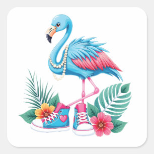 Flamingo Chucks en Parels Comma La Harris 2024 Vierkante Sticker