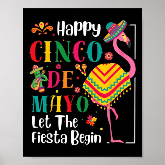 Flamingo Cinco de Mayo Mexicaanse Fiesta voor mann Poster (Voorkant)