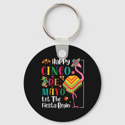 Flamingo Cinco de Mayo Mexicaanse Fiesta voor mann Sleutelhanger (Voorkant)