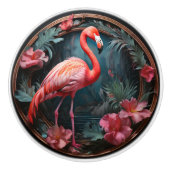 Flamingo Cirkel Frame Keramische Knop (Voorkant)