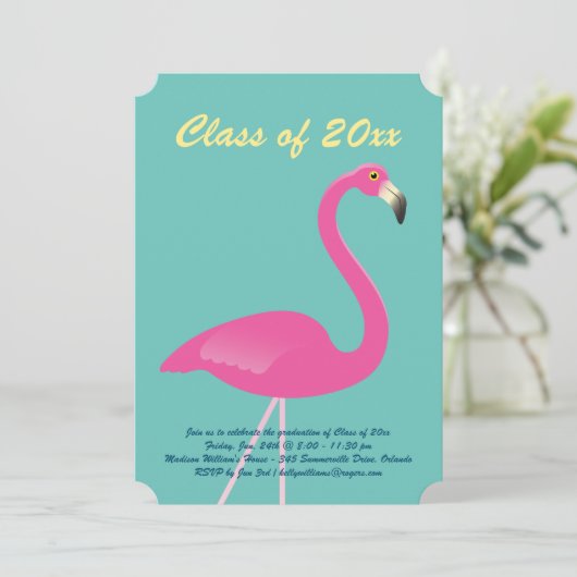 Flamingo Class of 2019 Afstuderen - Turquoise Kaart (Staand voorkant)