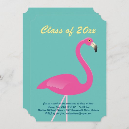 Flamingo Class of 2019 Afstuderen - Turquoise Kaart (Voorkant / Achterkant)