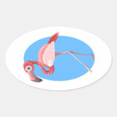Flamingo Clip Art Ovale Sticker (Voorkant)