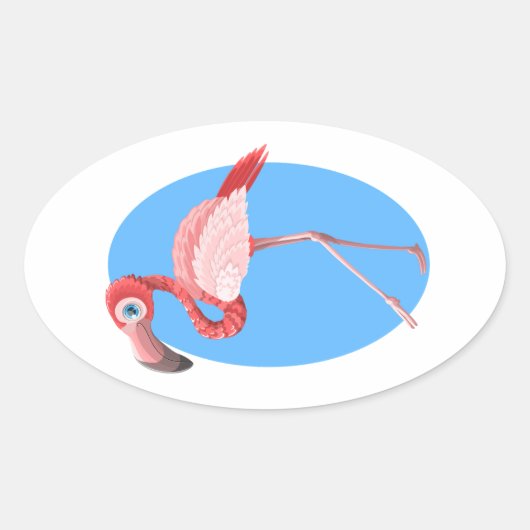 Flamingo Clip Art Ovale Sticker (Voorkant)