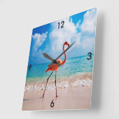 Flamingo Clock Vierkante Klok (Hoek)