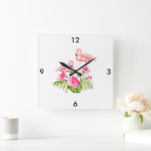 Flamingo Clock Vierkante Klok (Huis)