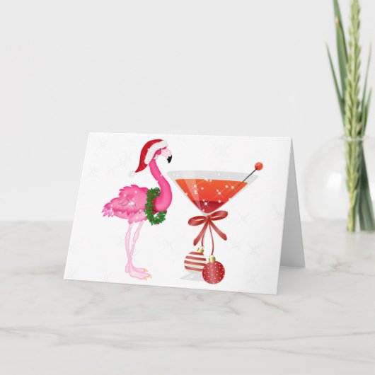 Flamingo Cocktail Christmas Kaart - SRF (Voorkant)