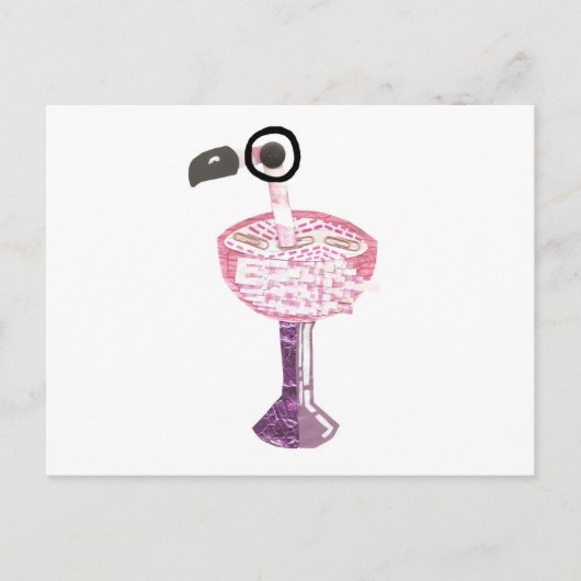Flamingo Cocktail Postcard Briefkaart (Voorkant)
