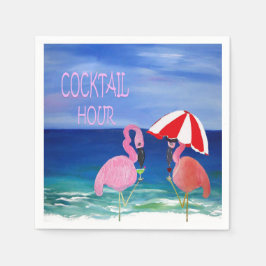 Flamingo cocktailuur strand servetten. servet
