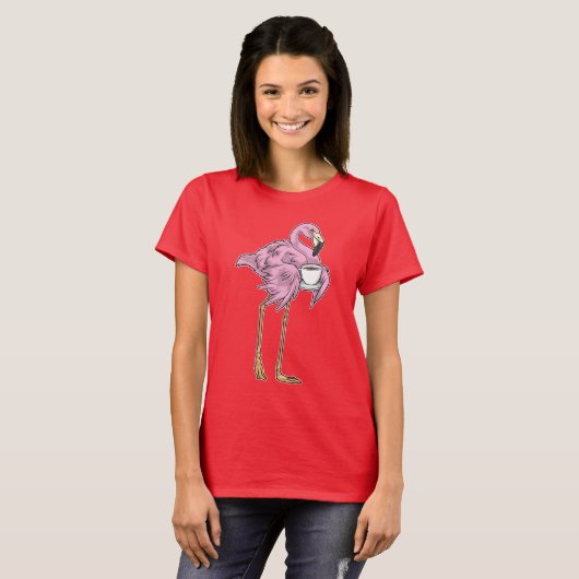 Flamingo Coffee Cup T-shirt (Voorkant volledig)