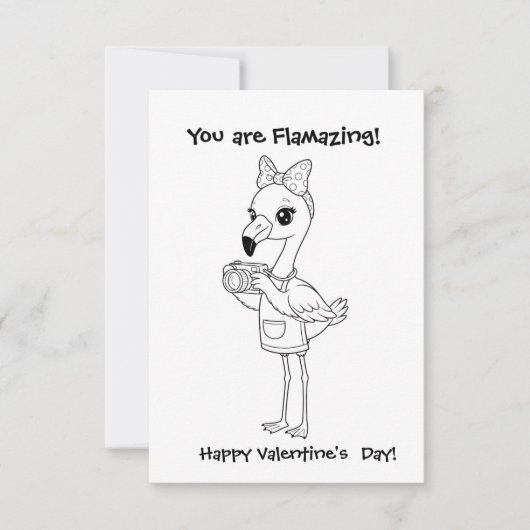 flamingo Coloring card Classroom Valentine Bedankkaart (Voorkant)