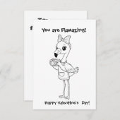 flamingo Coloring card Classroom Valentine Bedankkaart (Voorkant / Achterkant)