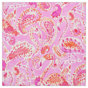 FLAMINGO CONVO Roze Paisley Waterverf Stof