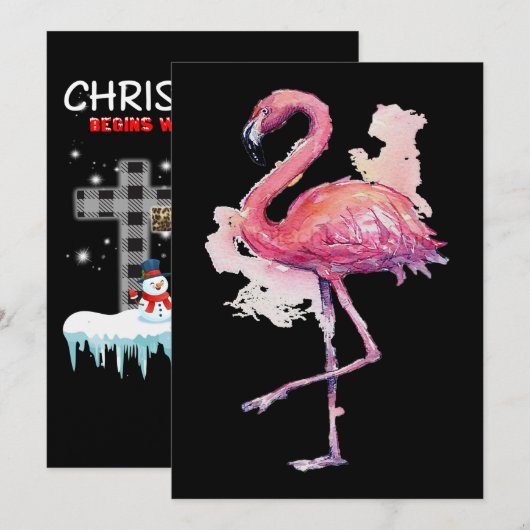 Flamingo | Cool 60s Flamingo Dierenvriend Flamingo Feestdagenkaart (Voorkant / Achterkant)