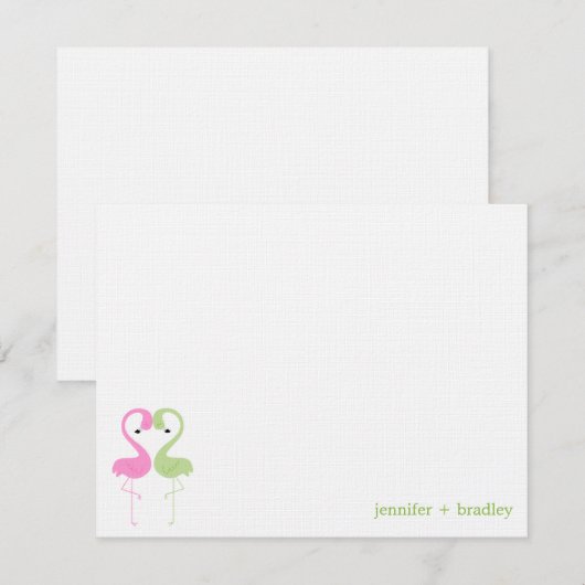 Flamingo Couple Custom Flat Hartelijk dank Notitiekaartje (Voorkant / Achterkant)