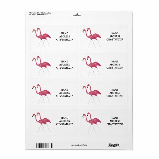 "FLAMINGO COUPLE" RETURN ADDRESS LABELS (Full Sheet)