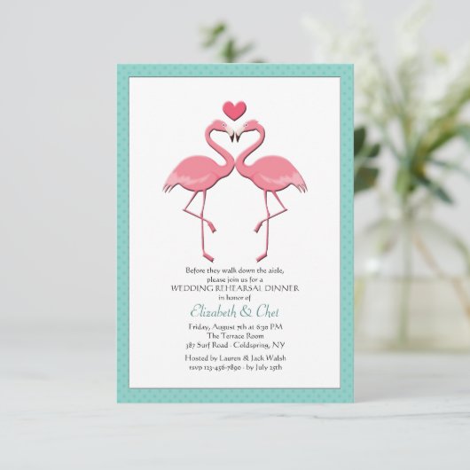 Flamingo Couple U kiest de Uitnodiging van de Kleu (Staand voorkant)