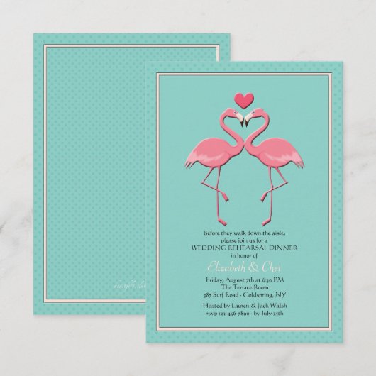 Flamingo Couple Uitnodiging (Voorkant / Achterkant)
