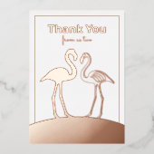 Flamingo Couple Wedding Dank u Flat Folie Kaart (Voorkant)