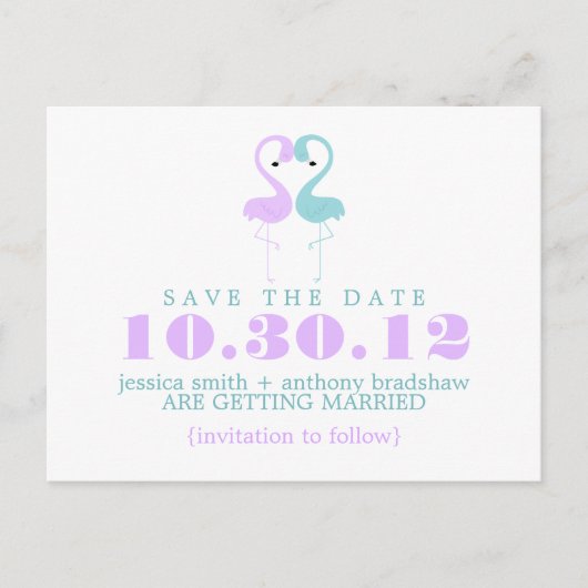 Flamingo Couple Wedding Save the Date Aankondigingskaart (Voorkant)