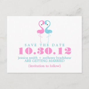 Flamingo Couple Wedding Save the Date Aankondigingskaart
