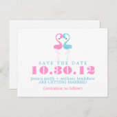 Flamingo Couple Wedding Save the Date Aankondigingskaart (Voorkant / Achterkant)