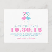 Flamingo Couple Wedding Save the Date Aankondigingskaart (Voorkant)