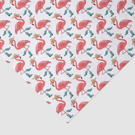 Flamingo Cowboy Laarzen en Petten Patroon Tissuepapier (Detail)