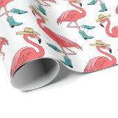 Flamingo Cowboylaarzen en -hoeden Patroon Cadeaupapier (Rol Hoek)
